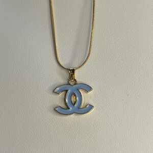 Up cycled Chanel Necklace Baby Blue